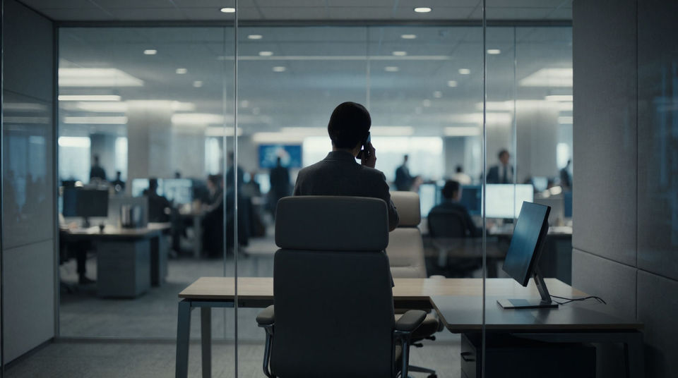 Imply a newsroom off screen