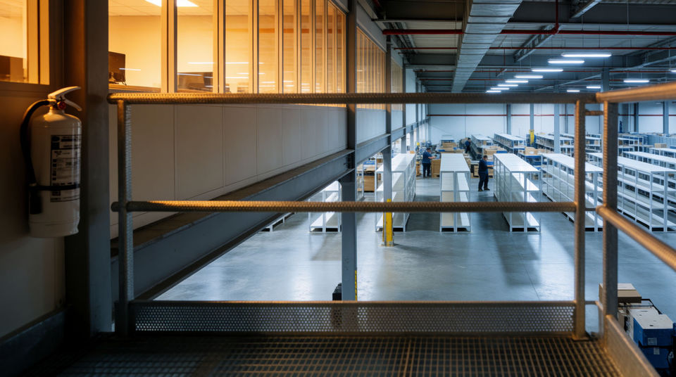 Imply a warehouse off screen