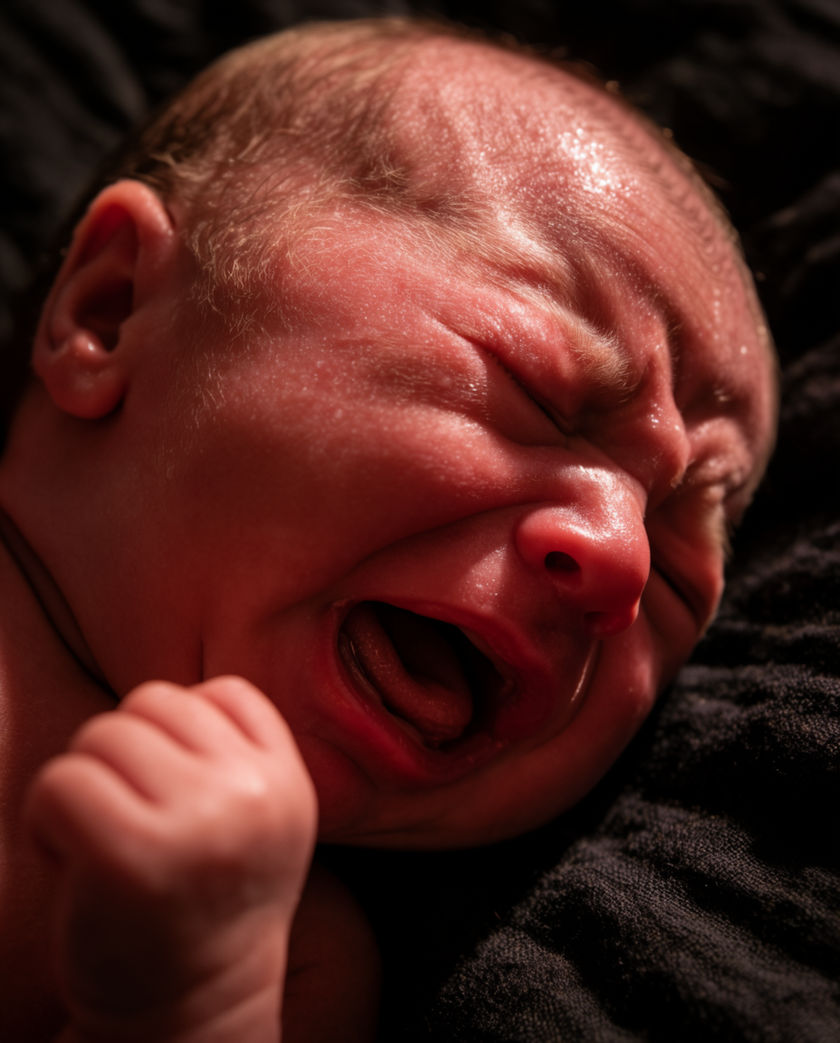 A tiny hand curled around an adult finger in soft window light, everything else out of focus