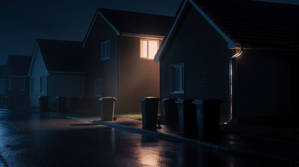 Place a scene in a sleeping suburb