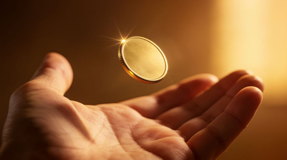 The moment the player grabs the coin