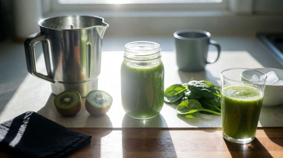 A busy juice bar behind the counter