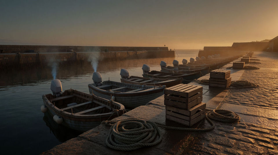 A working marina at first light