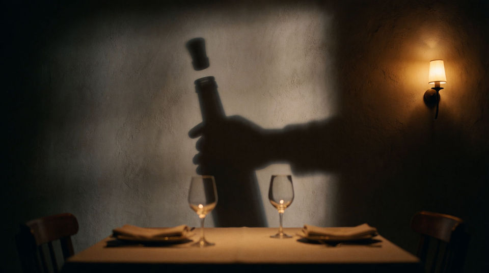 A drink poured just out of shot