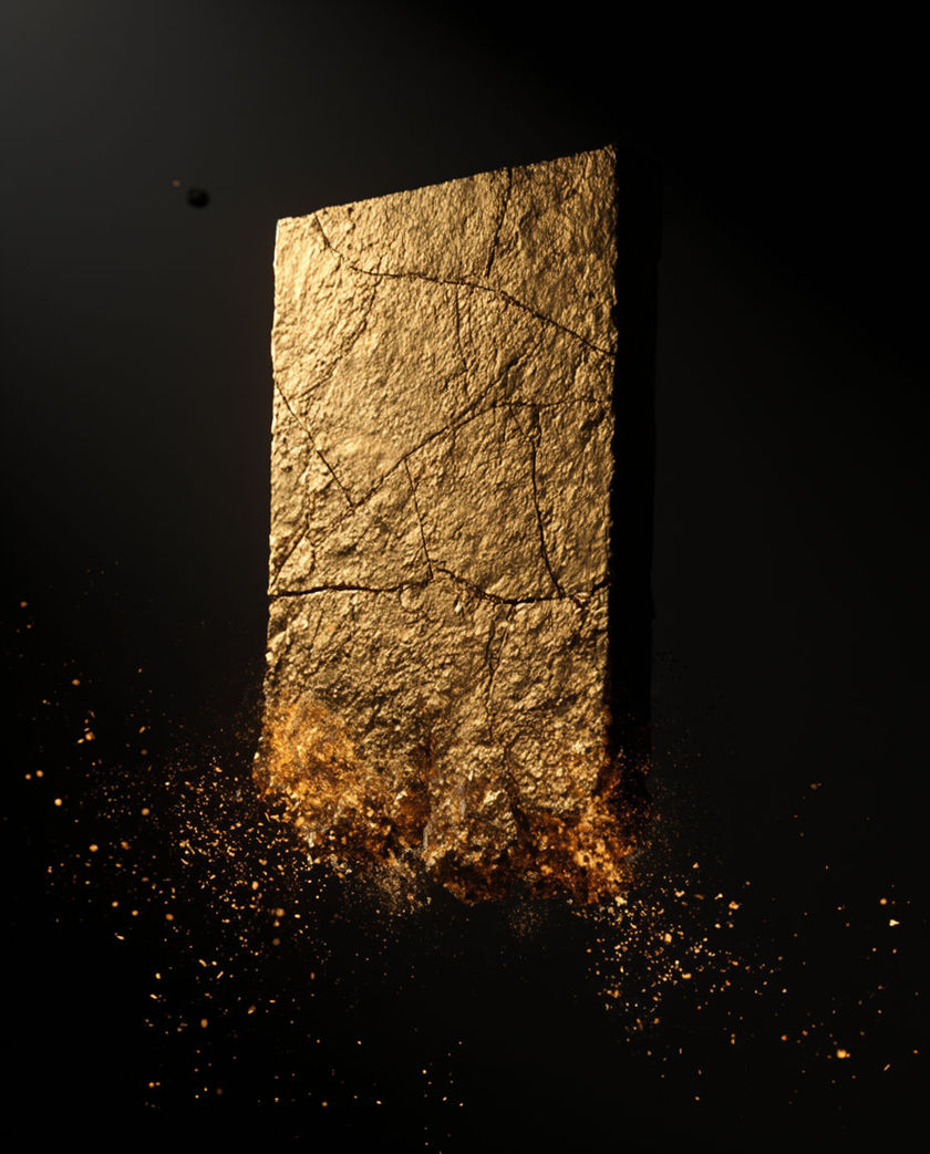 A brass tuba bell flared toward the lens under one warm side light against a dark ground, air visibly moving at the rim