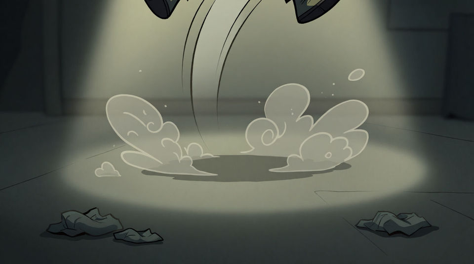 Someone bounding in from beyond the frame
