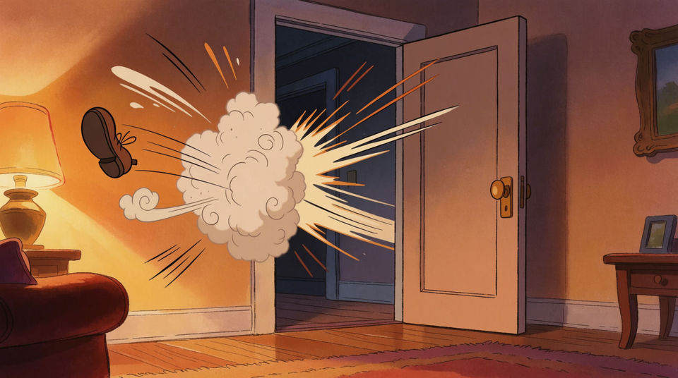 Someone going down in the next room