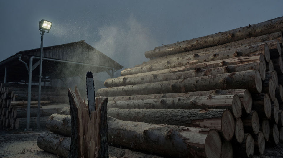 A working woodlot heard from the treeline