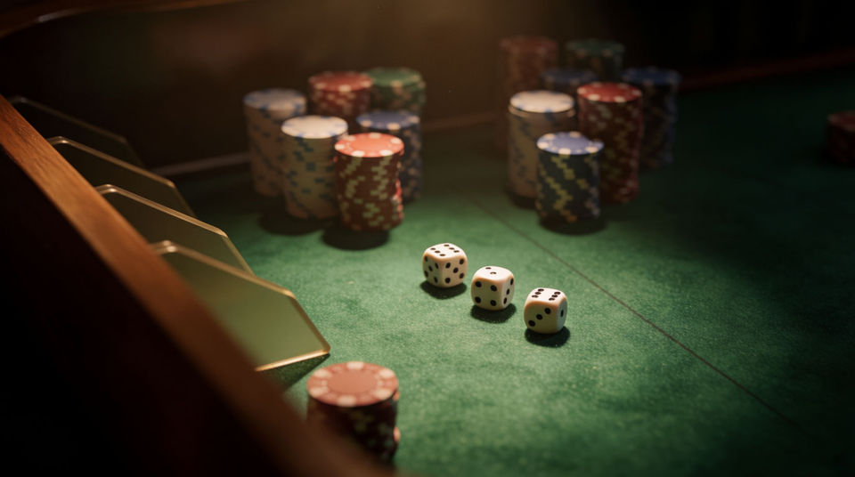 A back room with a green felt table