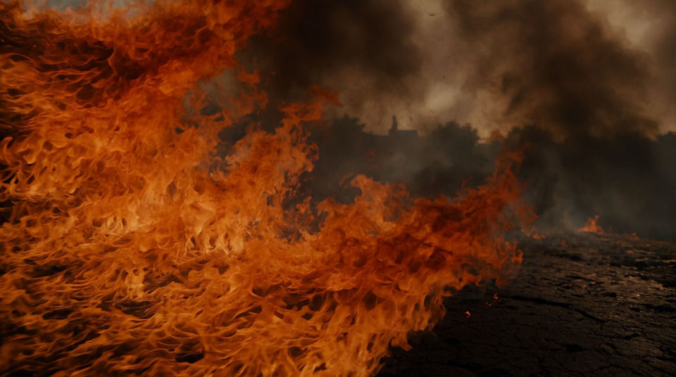A battlefield already burning
