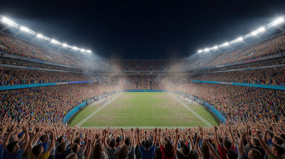 A stadium on a cold Friday night