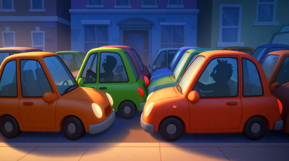 Bumper-to-bumper traffic without a single car
