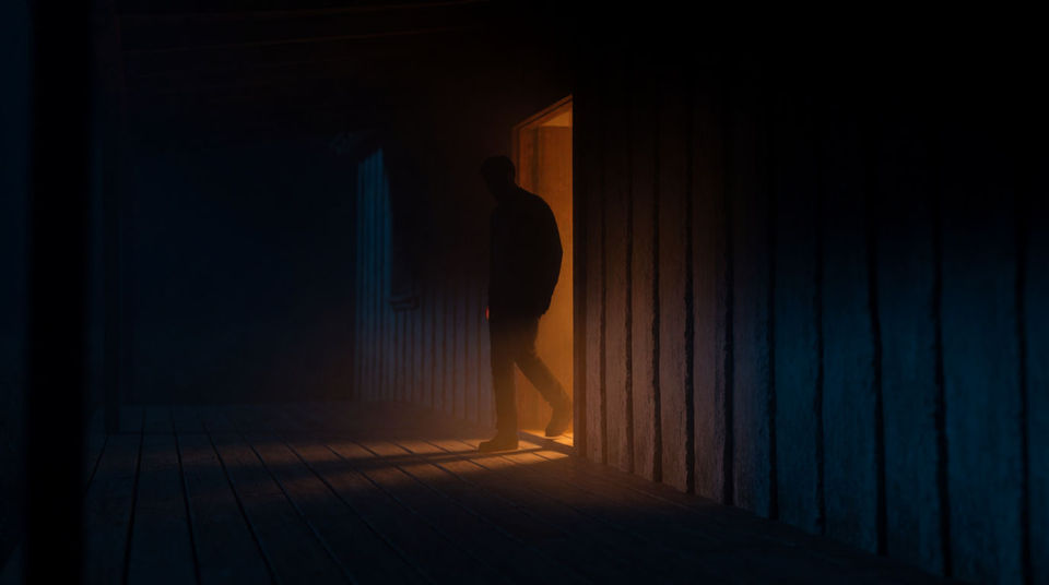 Mark the moment a character steps outside