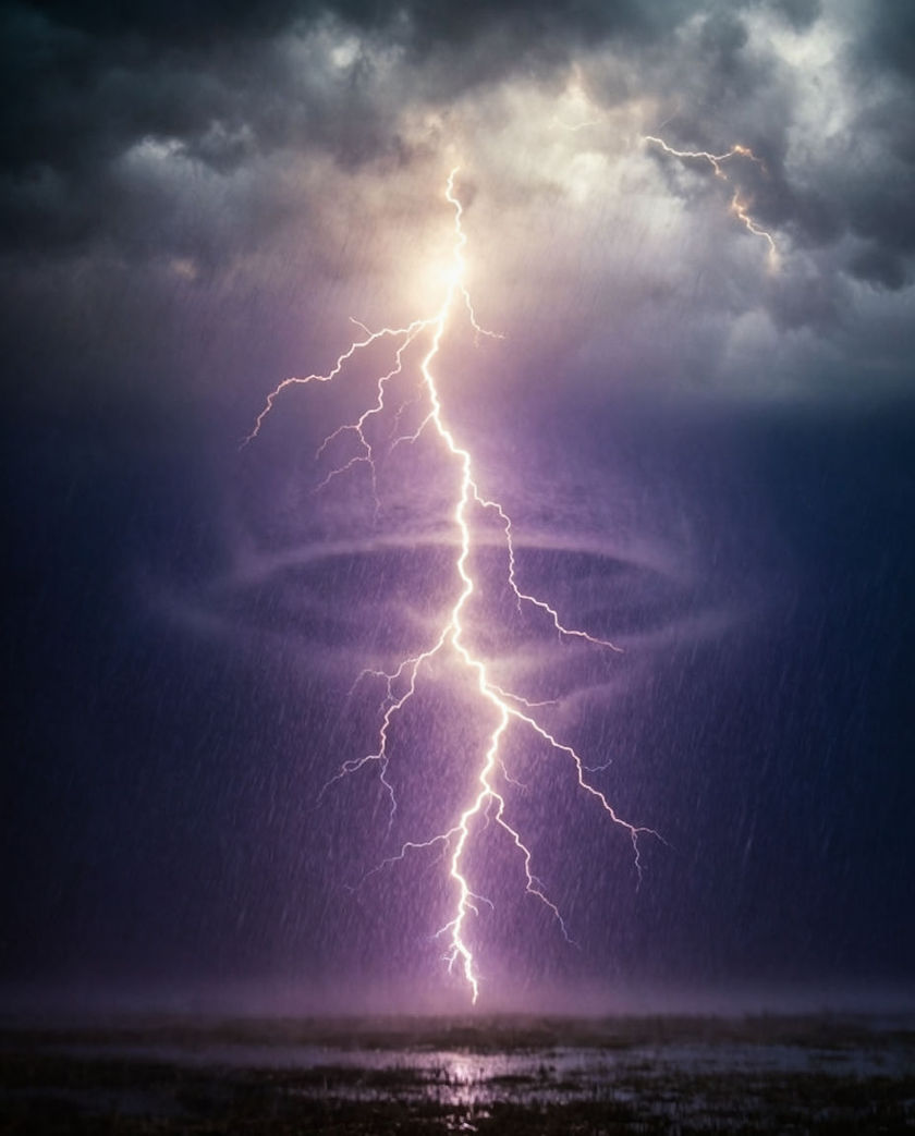 A cracked ground surface shuddering apart under a warm low raking light against a dark ground, fine dust shaking loose off it