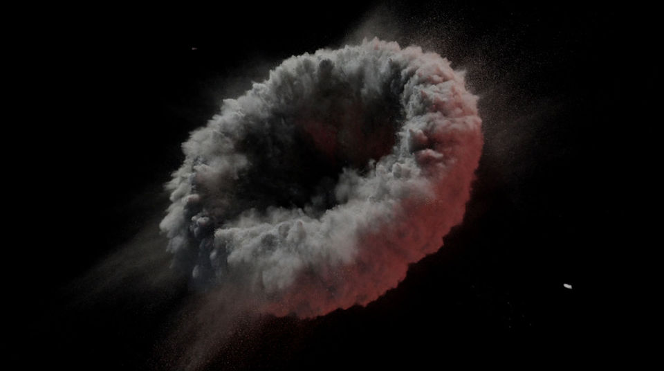 Something hit hard just outside the frame