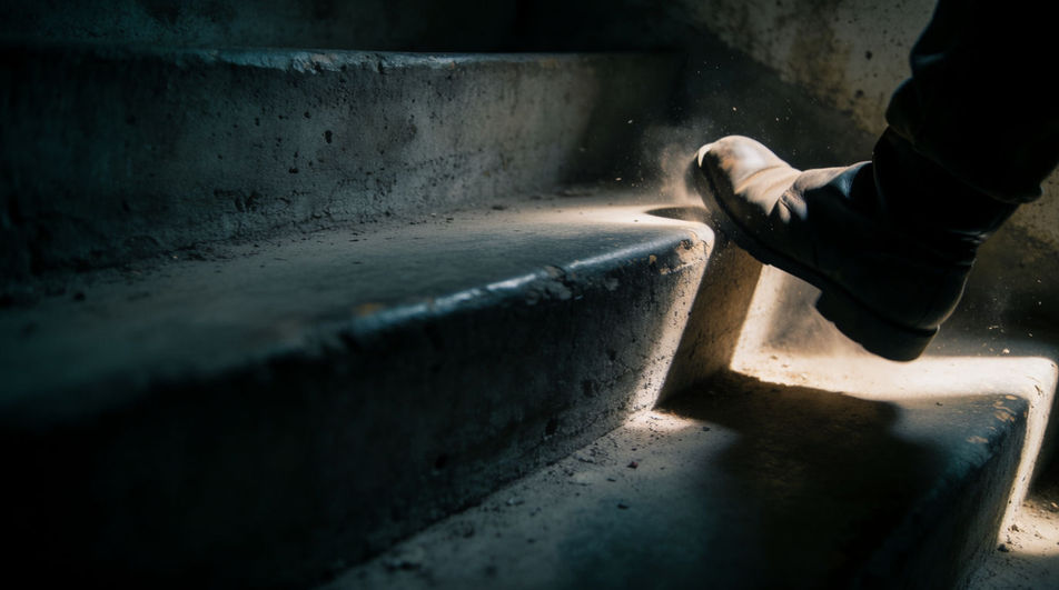 Put the scene in a hollow stairwell