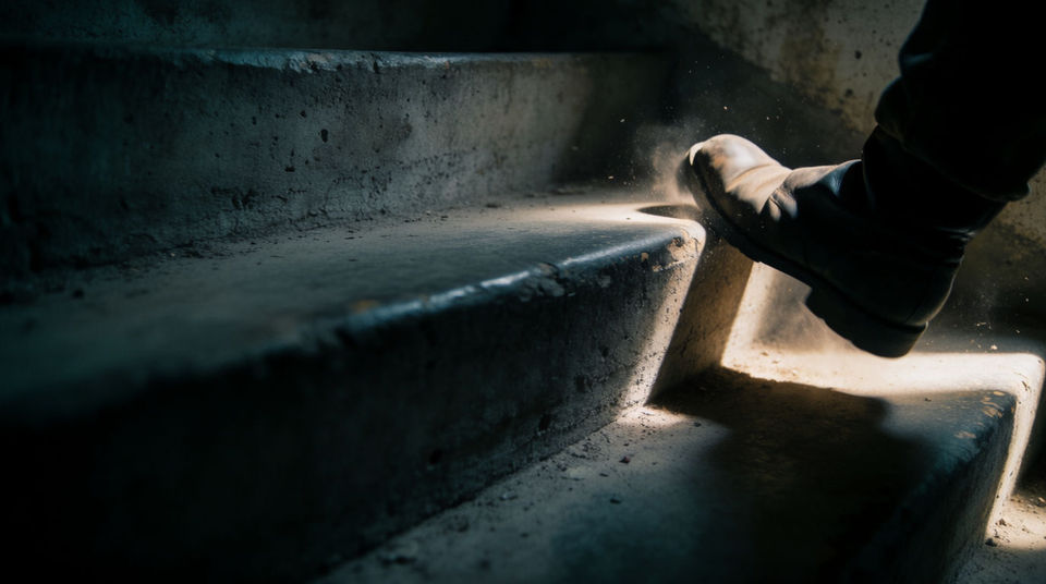 Put the scene in a hollow stairwell