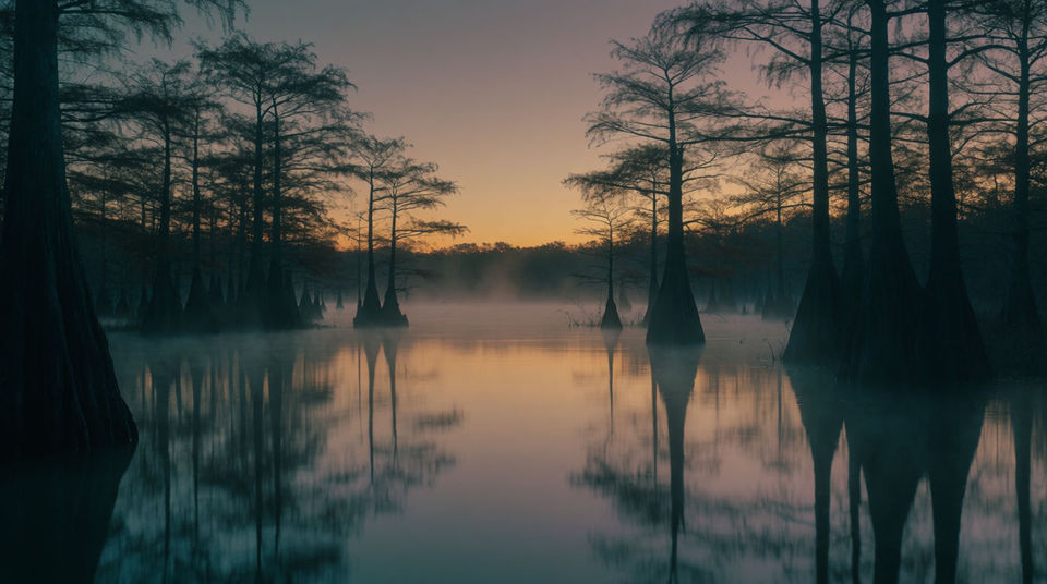 Holding a long shot over still water
