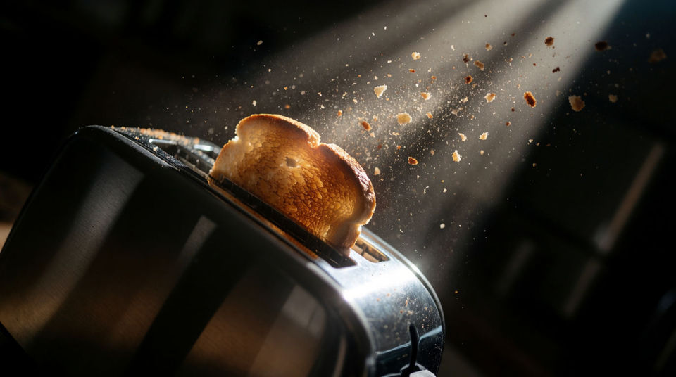 The moment the toast jumps