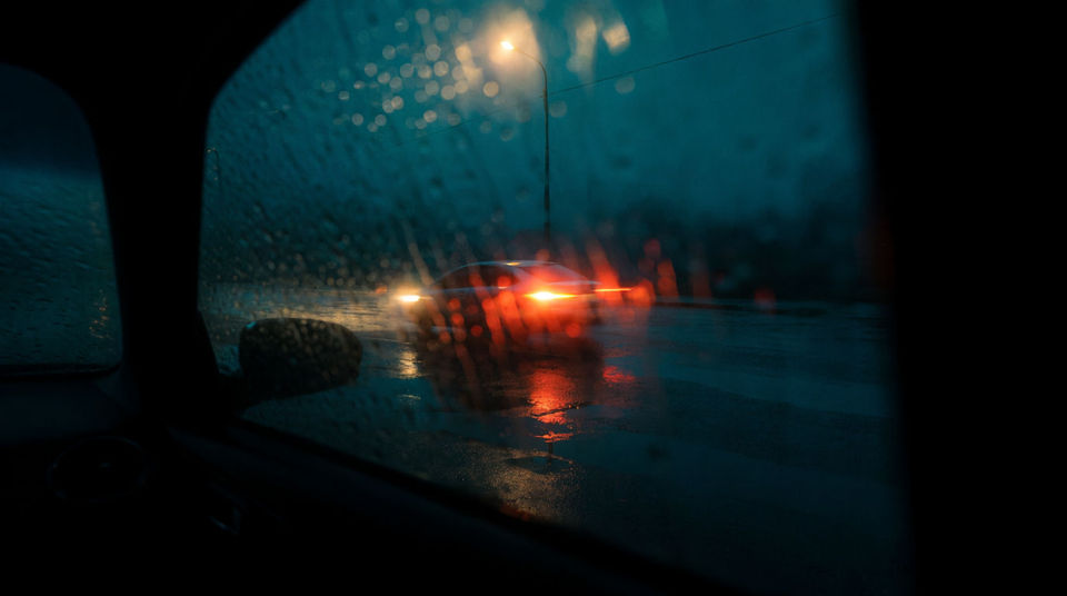 One car going past the window