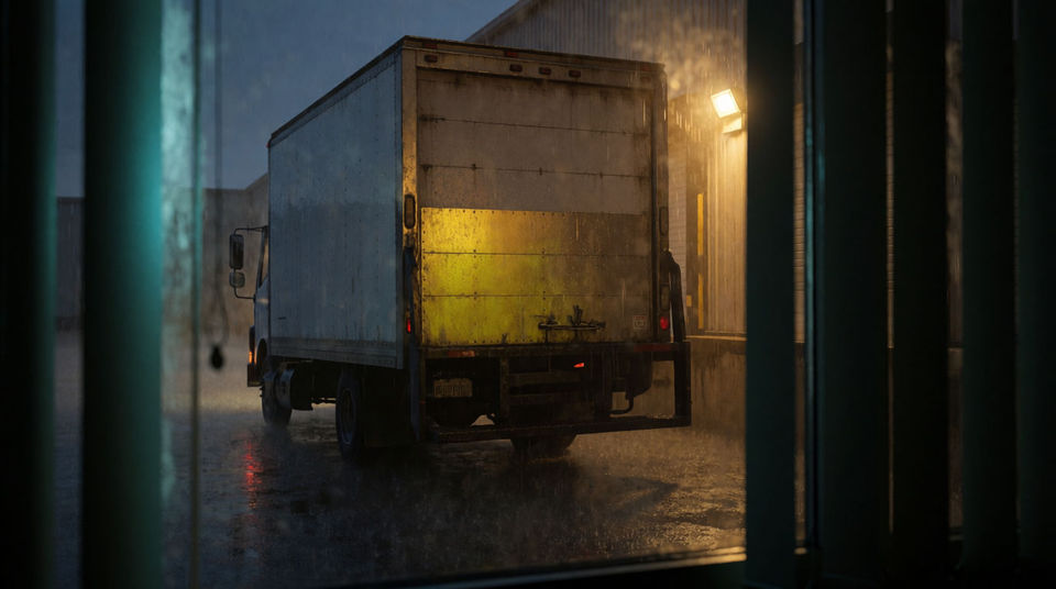 Park a truck just outside the shot