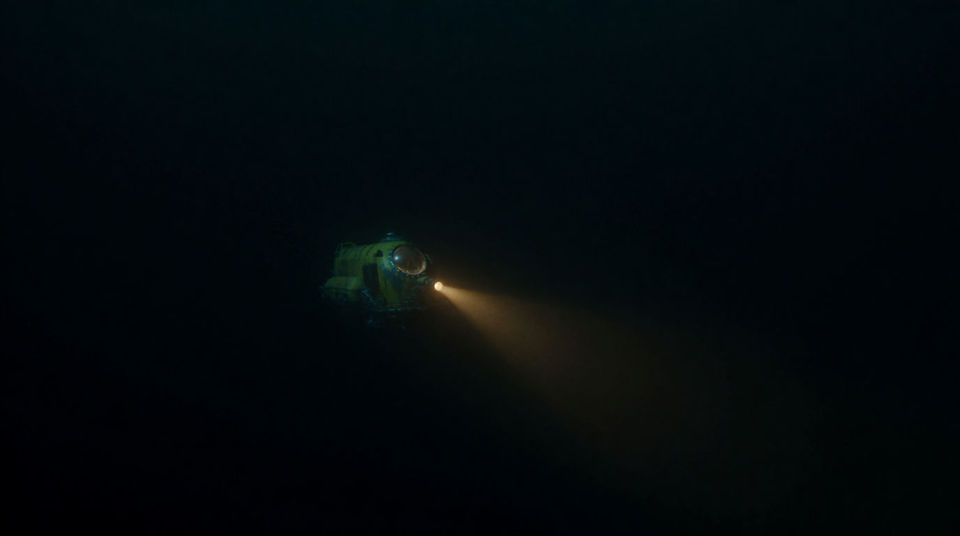 Far down, in open water