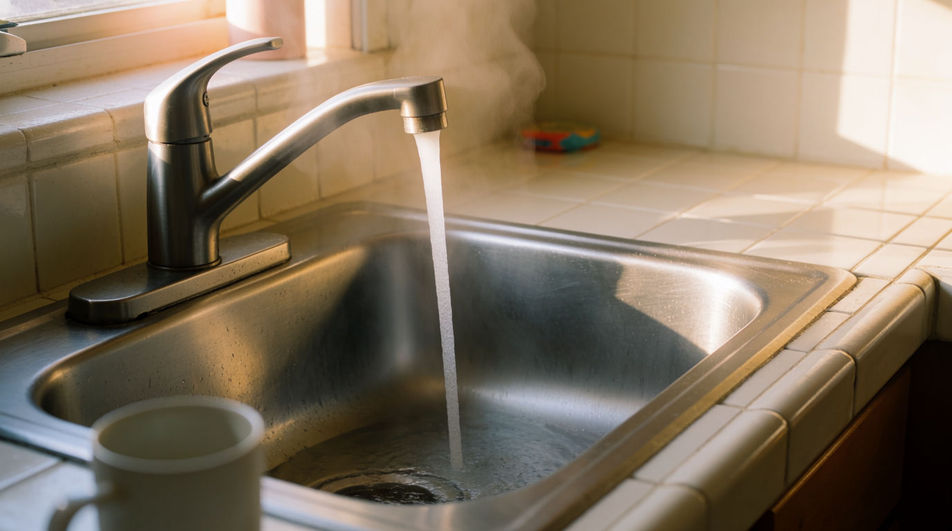 A kitchen, a bathroom, somewhere wet