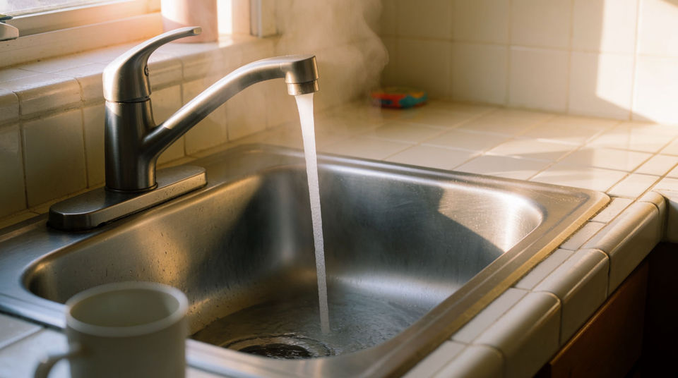 A kitchen, a bathroom, somewhere wet
