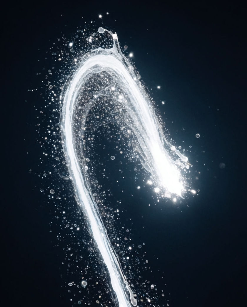 A camera lens barrel rushing forward with streaking motion blur under warm low light against a dark ground