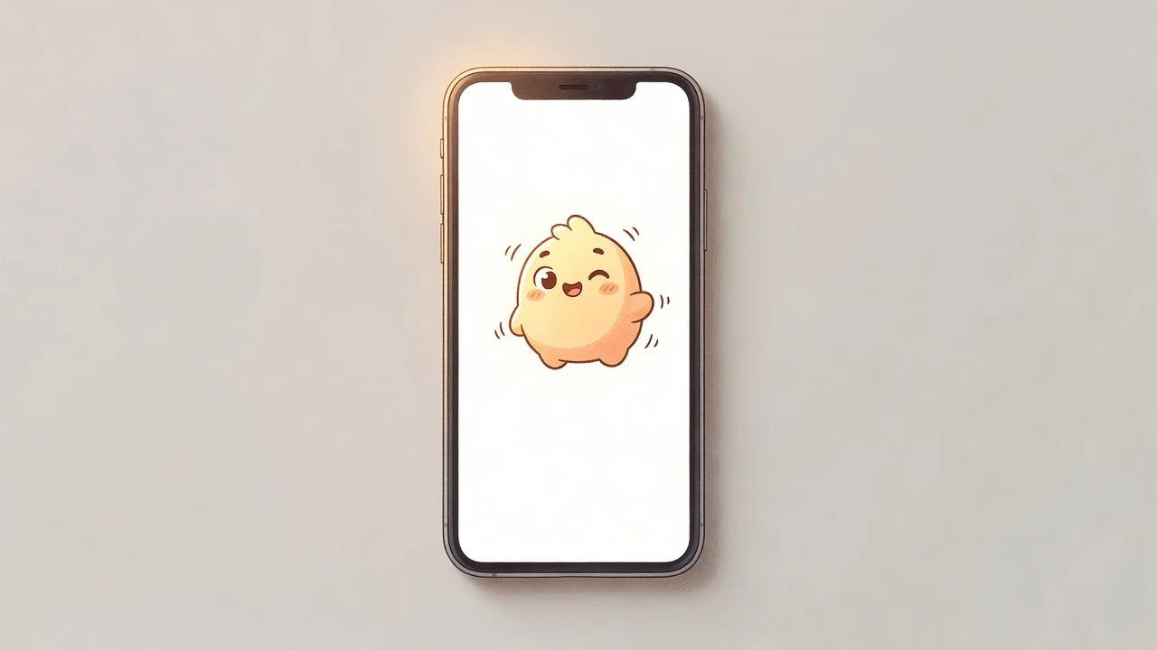 Phone screen showing an assistant avatar mid-response