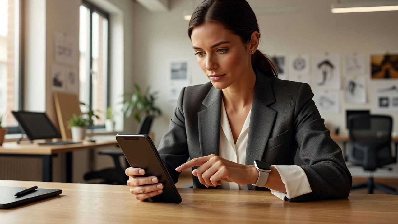 Designer previewing an assistant voice on a phone mockup