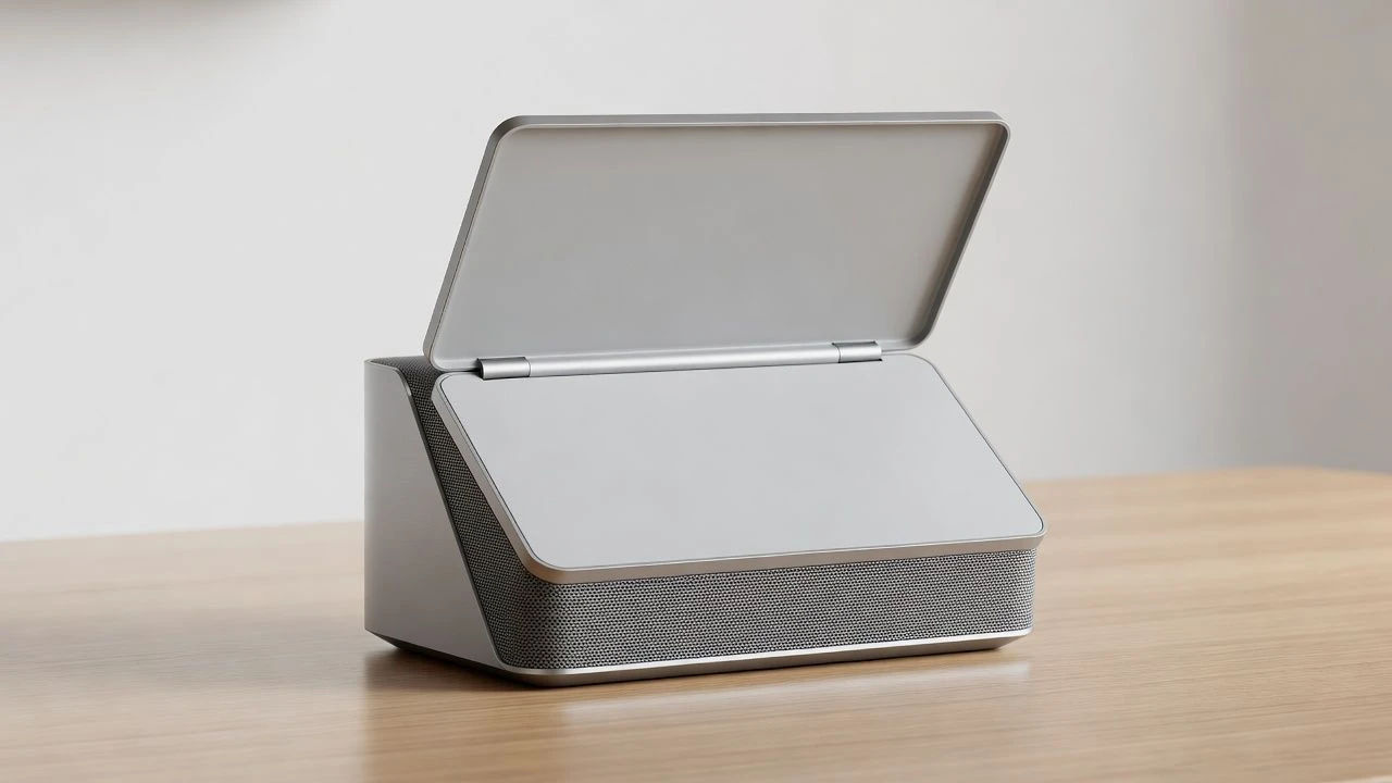 Product mockup with a speaker voice panel open