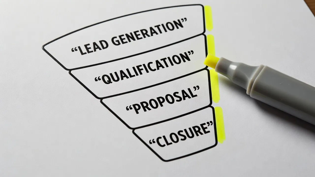 Sales deck page with a funnel diagram