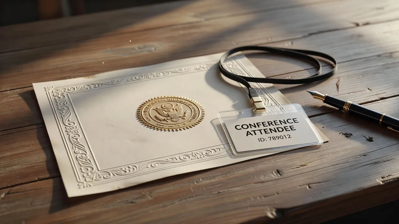 Embossed certificate, badge and pen