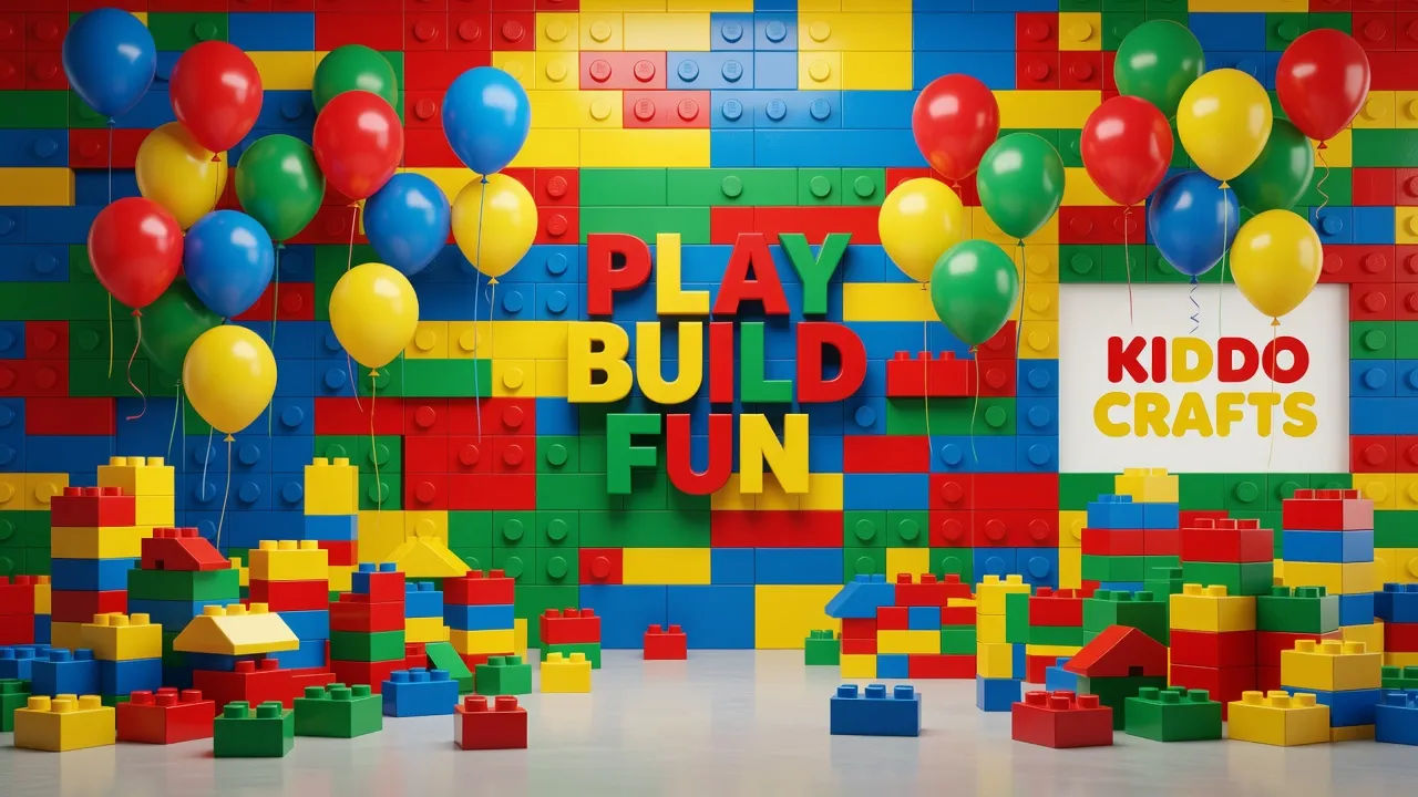 Toy-brand set with blocks and balloons