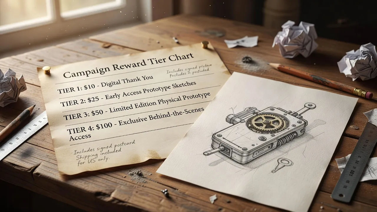 Reward tier chart and prototype sketch