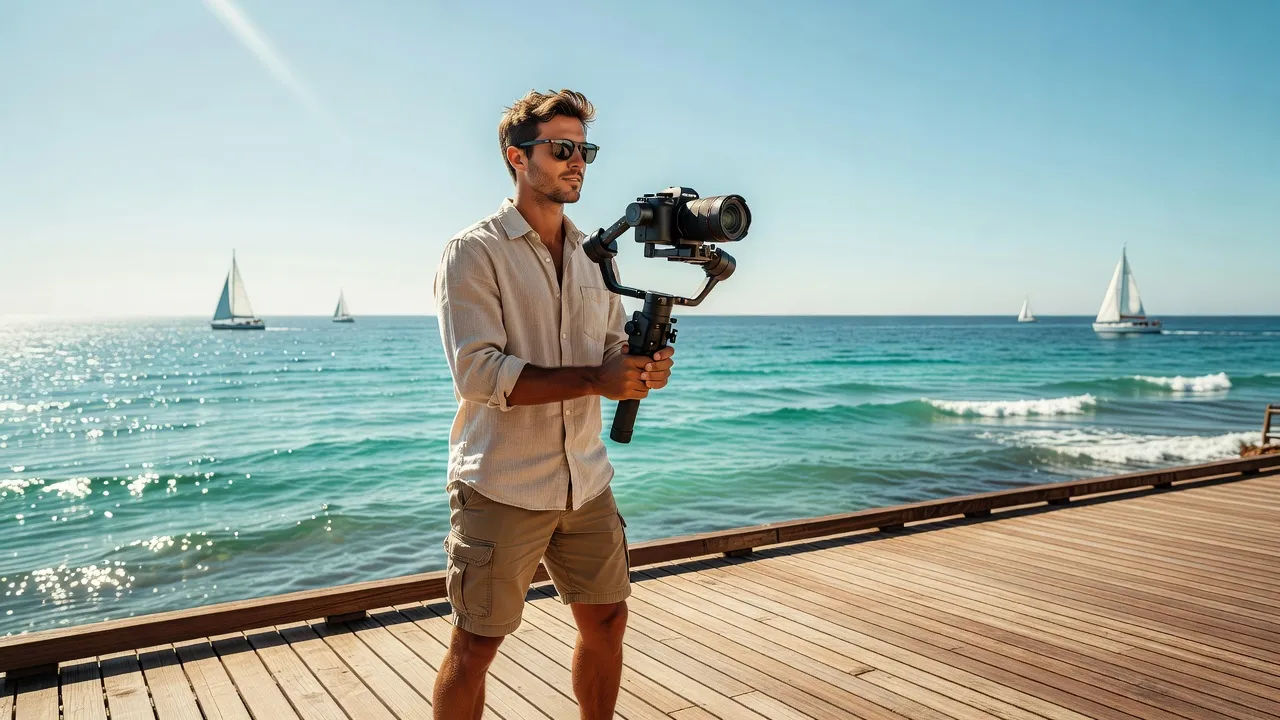 Videographer filming a sun-deck sequence