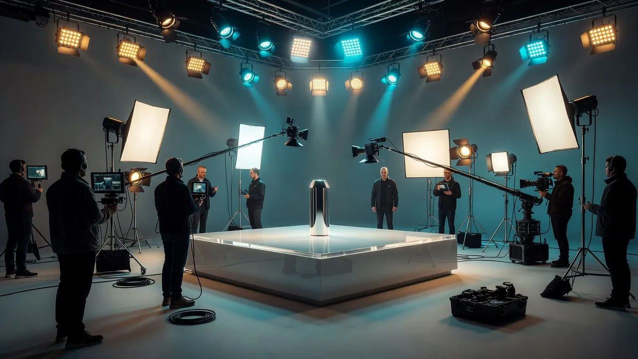 TV commercial studio with a product plinth