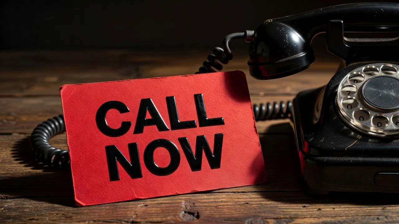 Call-to-action card beside a phone