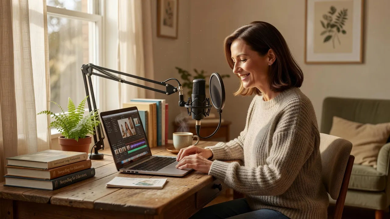 Course creator recording a lesson