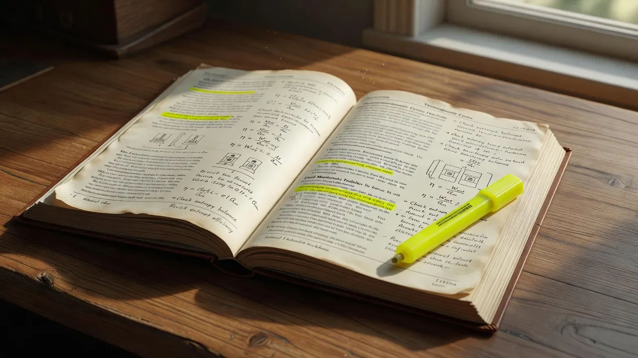 Course workbook with margin notes