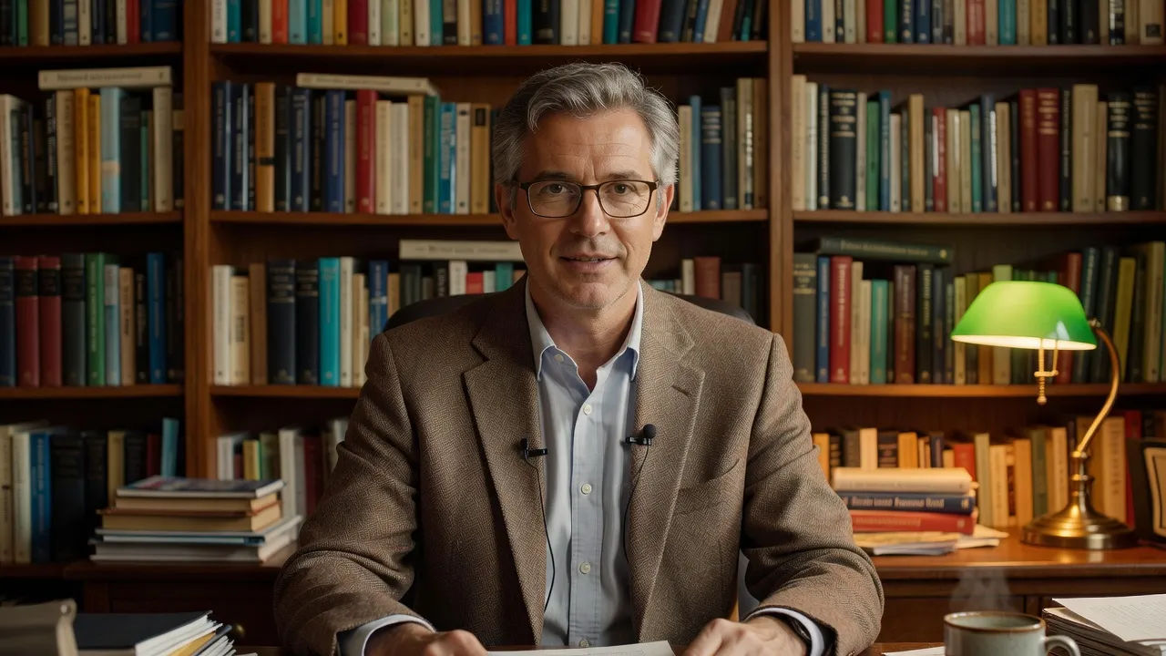 Educator filming a course intro in a study