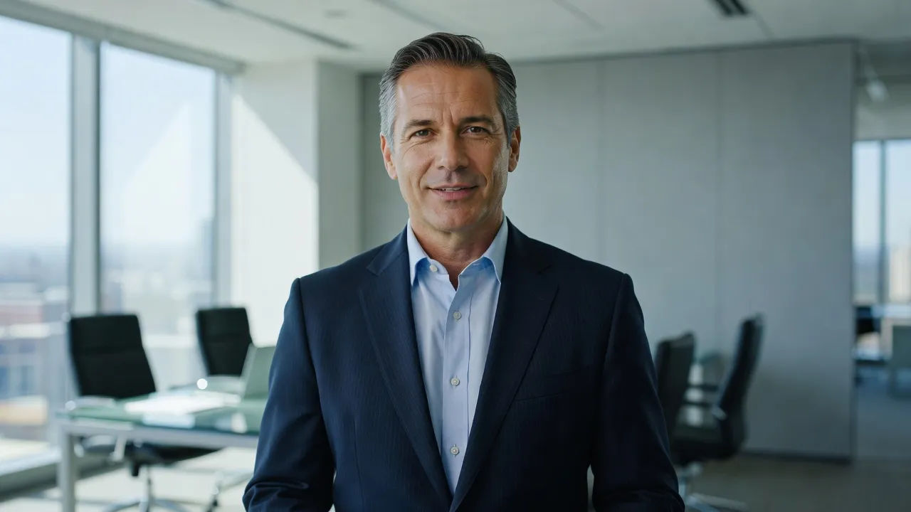 Advisor speaking calmly in a bright office