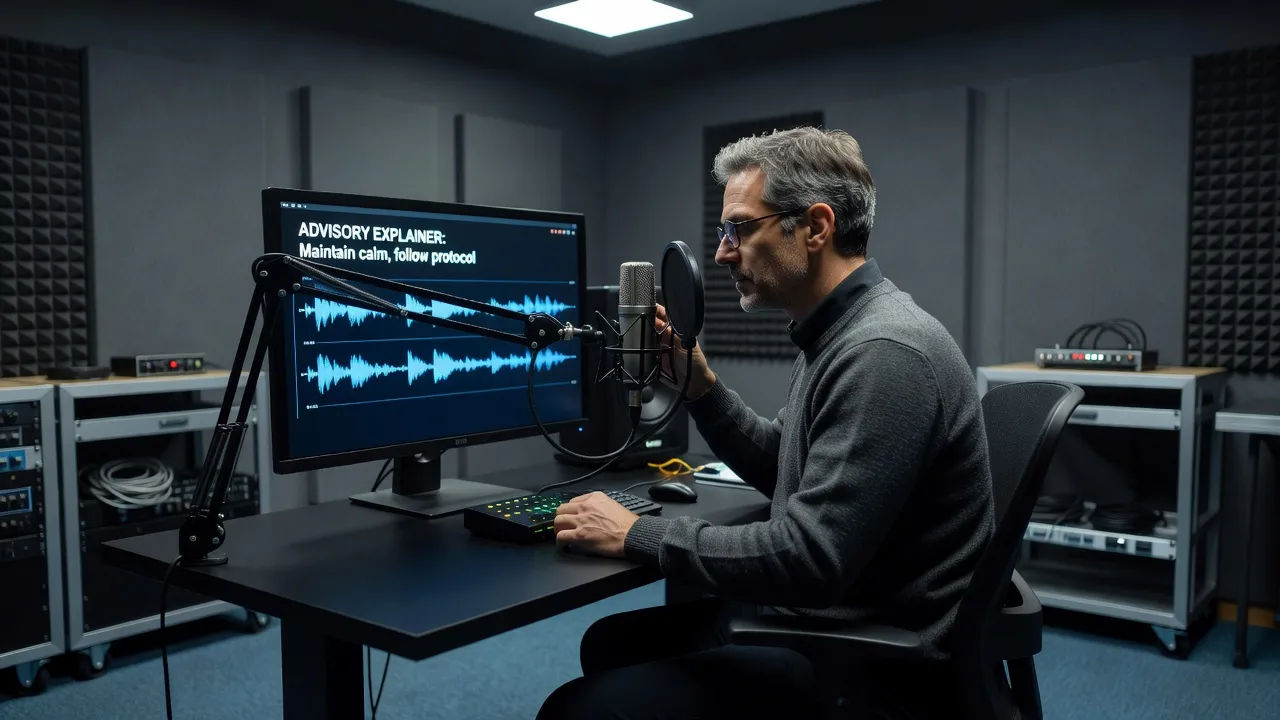 Producer recording an advisory explainer