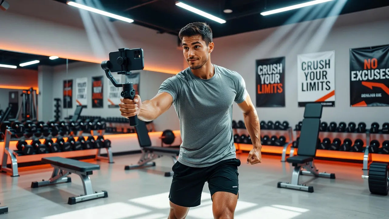Trainer filming a workout clip