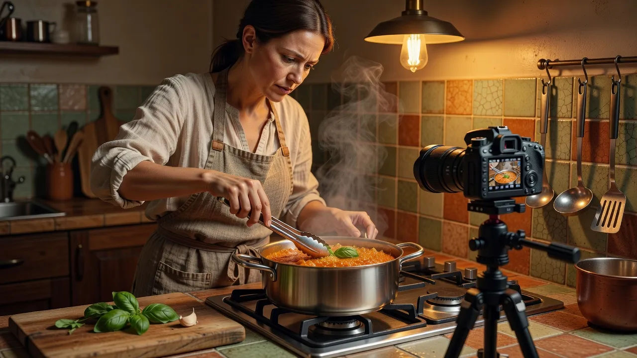 Food stylist shooting a recipe reel