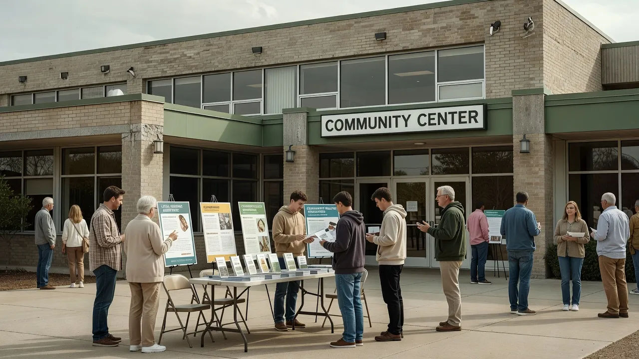 Community center with a public info stand