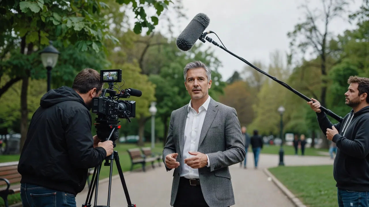 Crew recording a public service message