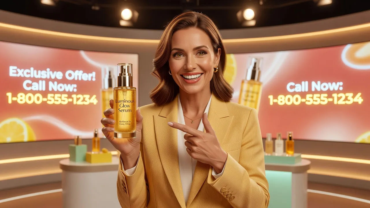 Live host presenting a product on set