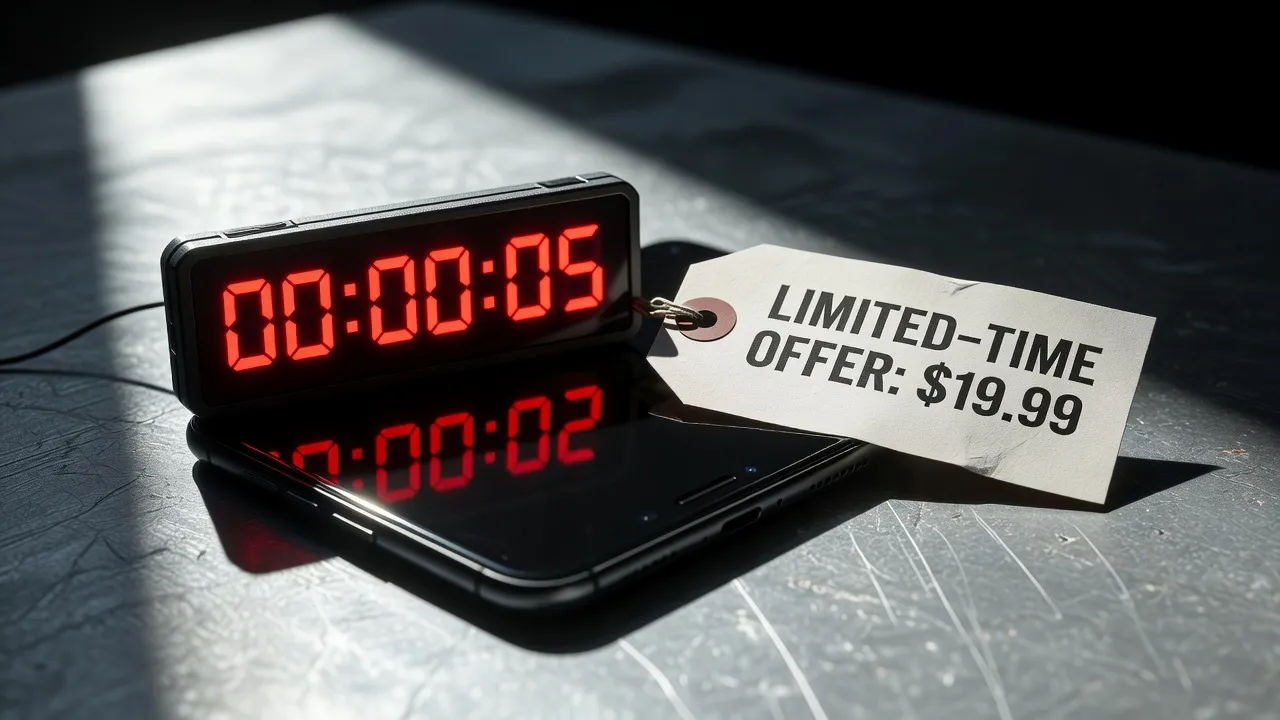 Countdown timer graphic and price tag